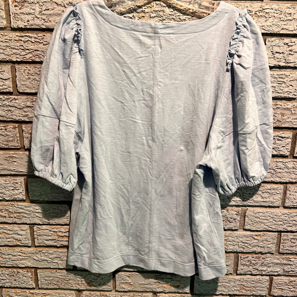 Jane + Delancey Light Blue Puff Sleeve Scoop Neck Knit Top Sample RN 155730
